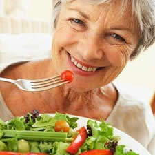 Woman eating a salad