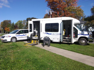 Wheelchair loading into a white van