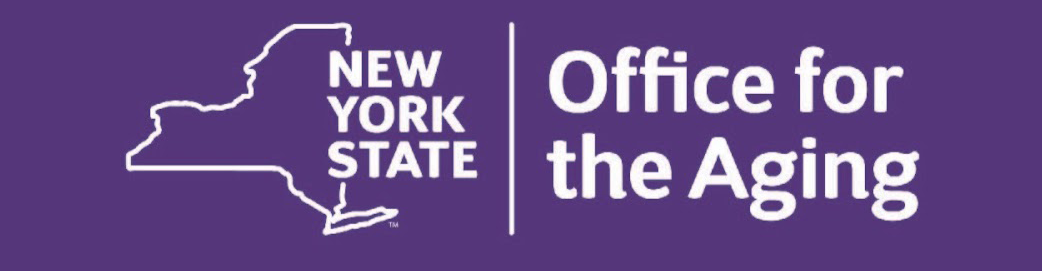 New York State Office for the Aging white logo on a purple background