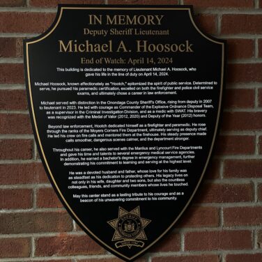 Bronze plaque honoring Lieutenant Michael A. Hoosock