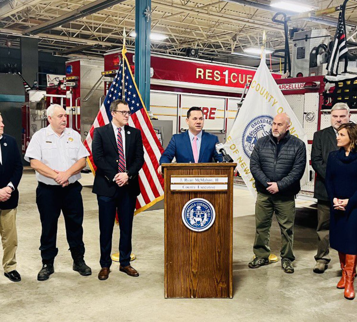 Ryan McMahon at the Marcellus fire department.