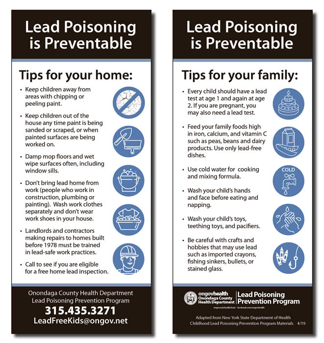 Informational tip card outlining lead-safe practices to keep your home and family safe from lead