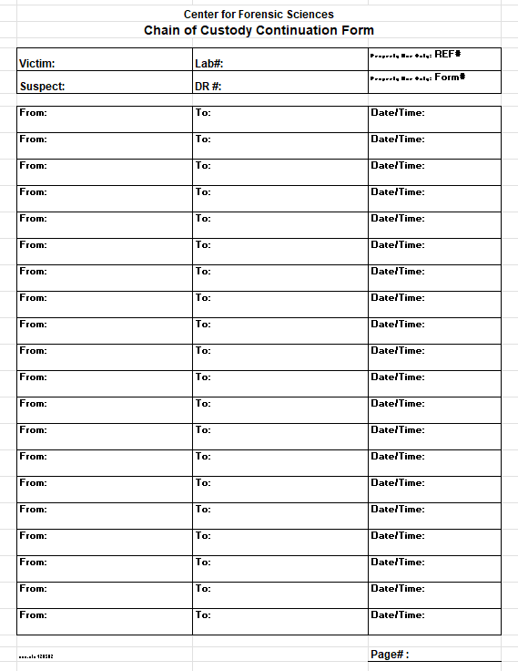 Chain of Custody Continuation Form (CCC)