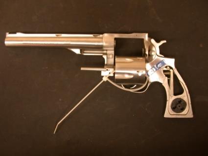 Revolver with zip tie for safety, Firearm Evidence Packaging 2