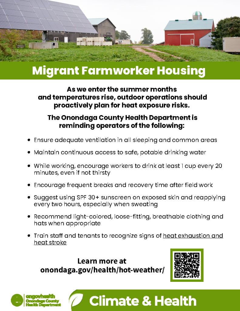 Tips for managing extreme heat at migrant farmworker housing