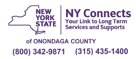 NY Connects of Onondaga County logo with phone numbers